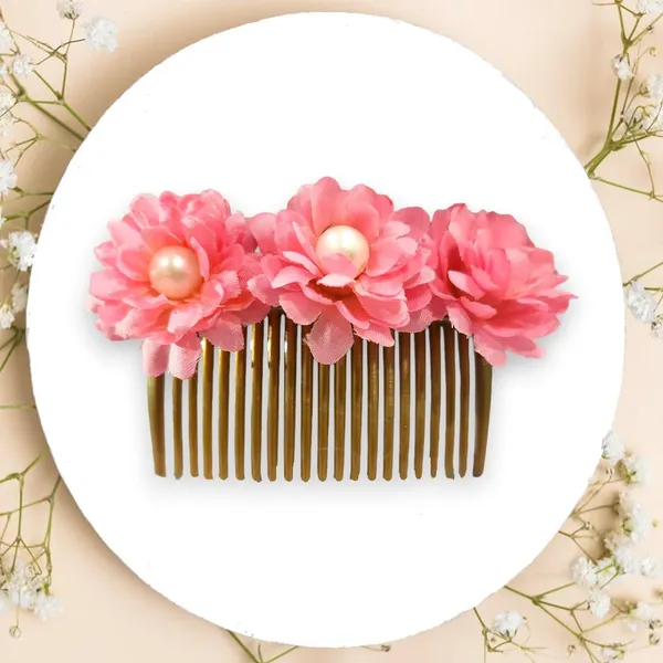 Peach_Artificial_Floral_Bridal_Brooch_&_Hair_Pin_Comb