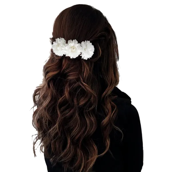 White_Artificial_Floral_Bridal_Brooch_&_Hair_Pin_Comb