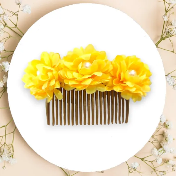 Yellow_Artificial_Floral_Bridal_Brooch_&_Hair_Pin_Comb