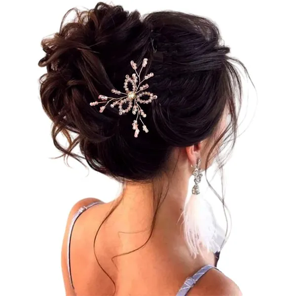 Baby_Pink_Hair_Pin,_Bright_Crystal_Stone_With_Beads_For_Women_&_Girls