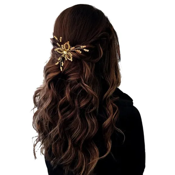 Golden_Hair_Pin,_Bright_Crystal_Stone_With_Beads_For_Women_&_Girls