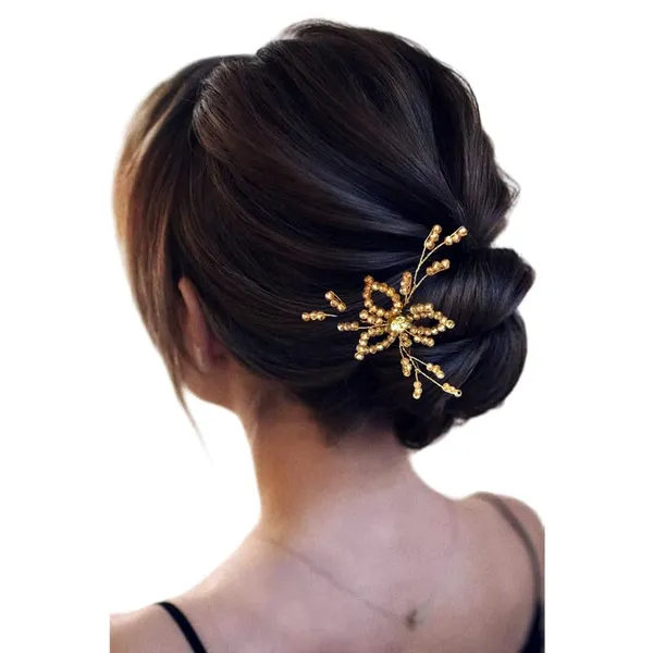 Golden_Hair_Pin,_Bright_Crystal_Stone_With_Beads_For_Women_&_Girls