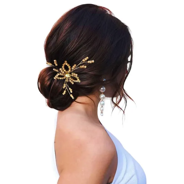 Golden_Hair_Pin,_Bright_Crystal_Stone_With_Beads_For_Women_&_Girls