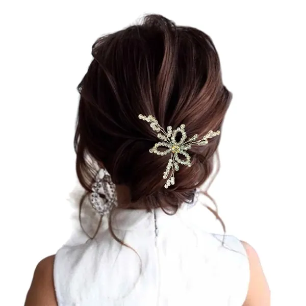 Silver_Hair_Pin,_Bright_Crystal_Stone_With_Beads_For_Women_&_Girls