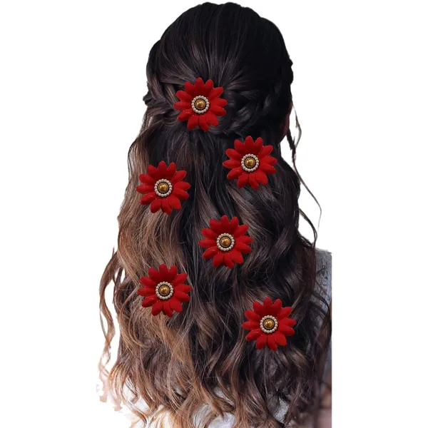 Red_Artificial_Floral_Bridal_Brooch_&_Hair_Pin_(6_Flower_Clip)