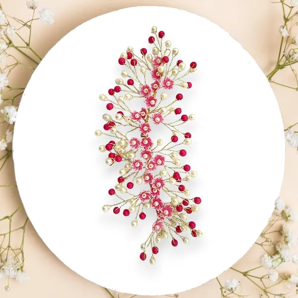 Dark_Pink_Artificial_Floral_Bridal_Brooch_&_Hair_Vein_Clip_(16_X_14_X_10_Cm)