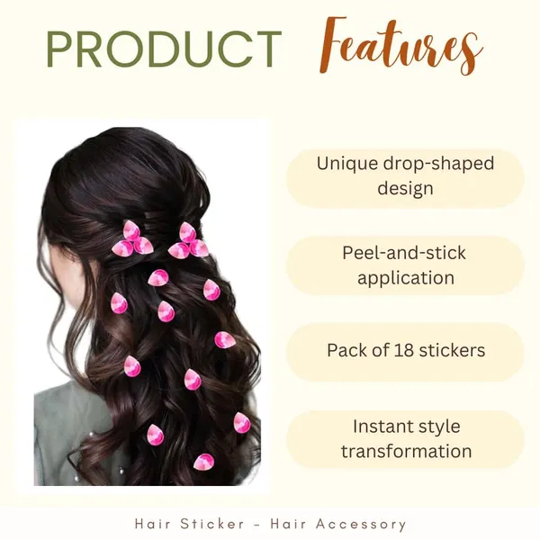Baby_Pink_Drop_Shaped_No_Pin_No_Clip_Hair_Stickers_(18_Piece)_(16_X_14_X_10_Cm)