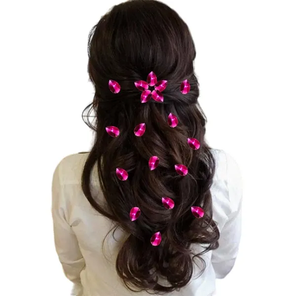 Dark_Pink_Drop_Shaped_No_Pin_No_Clip_Hair_Stickers_(18_Piece)_(16_X_14_X_10_Cm)