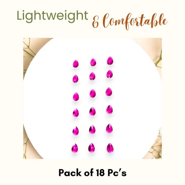 Dark_Pink_Drop_Shaped_No_Pin_No_Clip_Hair_Stickers_(18_Piece)_(16_X_14_X_10_Cm)