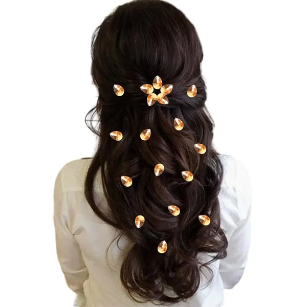 Golden_Drop_Shaped_No_Pin_No_Clip_Hair_Stickers_(18_Piece)_(16_X_14_X_10_Cm)