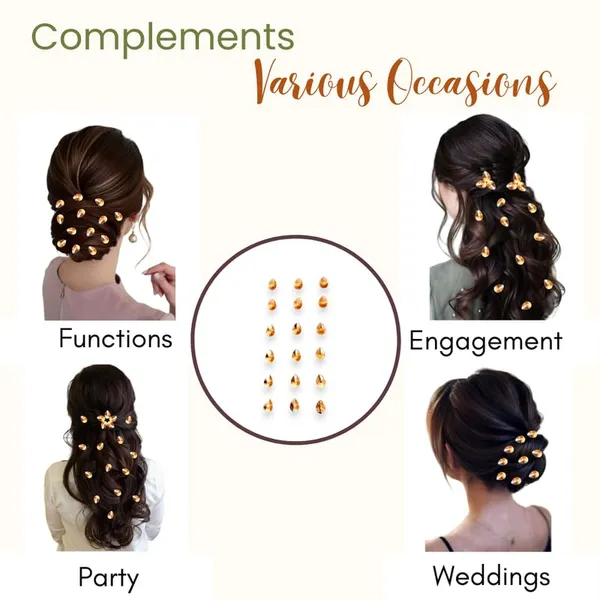 Golden_Drop_Shaped_No_Pin_No_Clip_Hair_Stickers_(18_Piece)_(16_X_14_X_10_Cm)