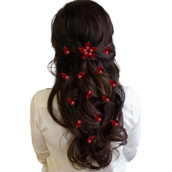 Maroon_Drop_Shaped_No_Pin_No_Clip_Hair_Stickers_(18_Piece)_(16_X_14_X_10_Cm)