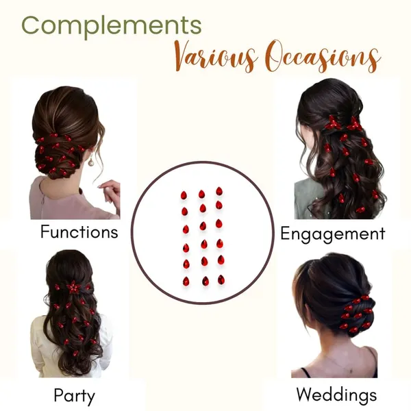 Maroon_Drop_Shaped_No_Pin_No_Clip_Hair_Stickers_(18_Piece)_(16_X_14_X_10_Cm)