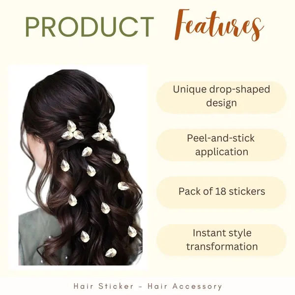 Silver_Drop_Shaped_No_Pin_No_Clip_Hair_Stickers_(18_Piece)_(16_X_14_X_10_Cm)
