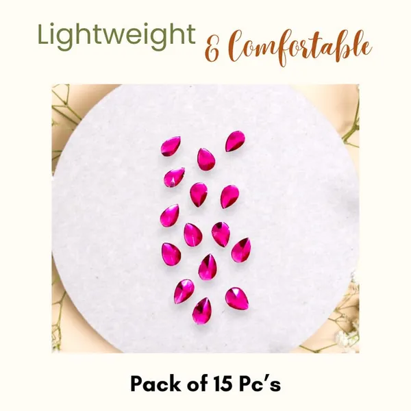 Dark_Pink_Drop_Shaped_No_Pin_No_Clip_Hair_Stickers_(15_Piece)_(16_X_14_X_10_Cm)