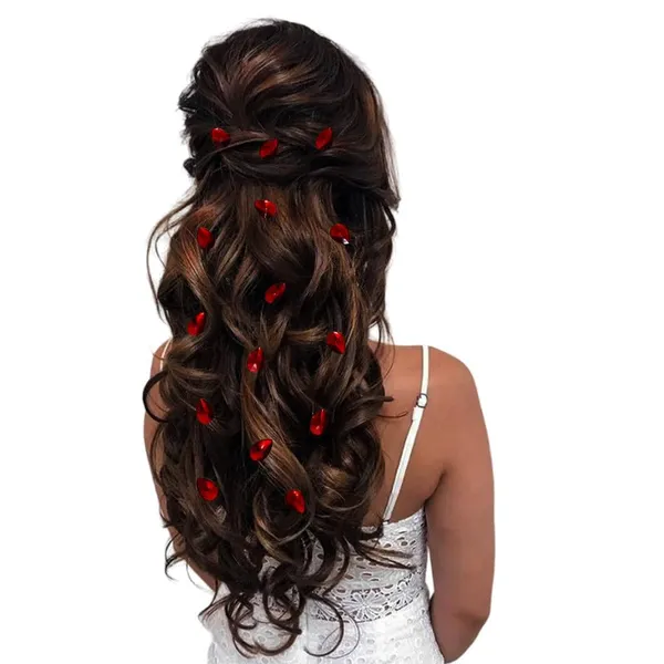 Maroon_Drop_Shaped_No_Pin_No_Clip_Hair_Stickers_(15_Piece)_(16_X_14_X_10_Cm)