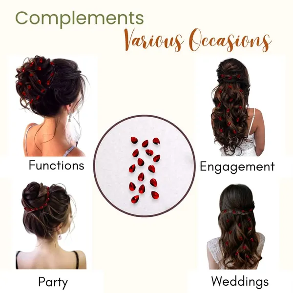 Maroon_Drop_Shaped_No_Pin_No_Clip_Hair_Stickers_(15_Piece)_(16_X_14_X_10_Cm)