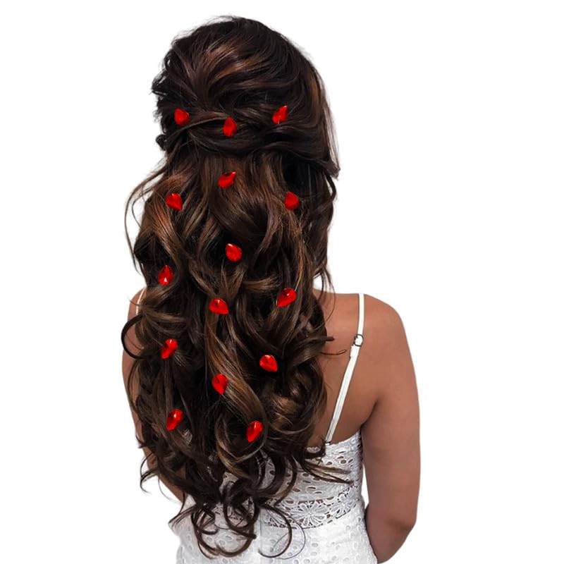 Red_Drop_Shaped_No_Pin_No_Clip_Hair_Stickers_(15_Piece)_(16_X_14_X_10_Cm)