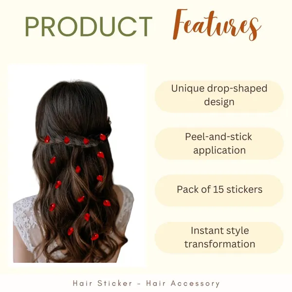 Red_Drop_Shaped_No_Pin_No_Clip_Hair_Stickers_(15_Piece)_(16_X_14_X_10_Cm)