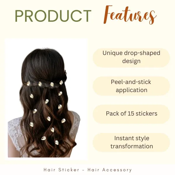 Silver_Drop_Shaped_No_Pin_No_Clip_Hair_Stickers_(15_Piece)_(16_X_14_X_10_Cm)