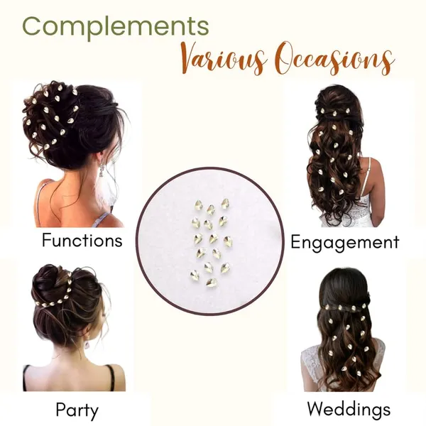 Silver_Drop_Shaped_No_Pin_No_Clip_Hair_Stickers_(15_Piece)_(16_X_14_X_10_Cm)