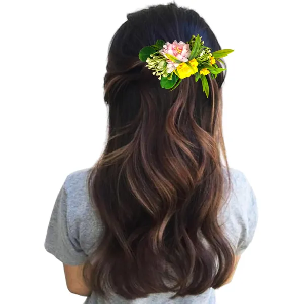 Baby_Pink_&_Yellow_Flower_Leaves_Comb_Slide_Hair_Accessories_For_Women_&_Girls