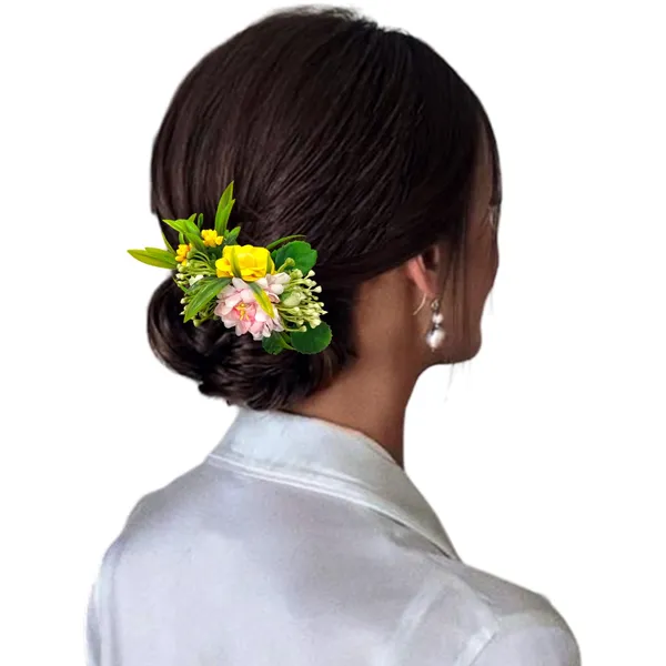 Baby_Pink_&_Yellow_Flower_Leaves_Comb_Slide_Hair_Accessories_For_Women_&_Girls