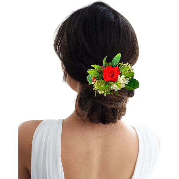Red_&_White_Flower_Leaves_Comb_Slide_Hair_Accessories_For_Women_&_Girls