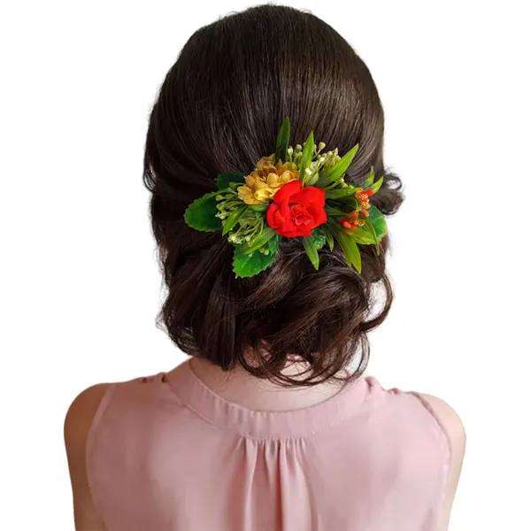 Red_&_Yellow_Flower_Leaves_Comb_Slide_Hair_Accessories_For_Women_&_Girls