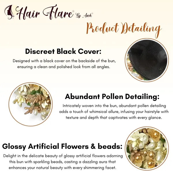 Green_Artificial_Flowers,_Beads_And_Pollen_Gilded_Floral_Hair_Juda_Bun