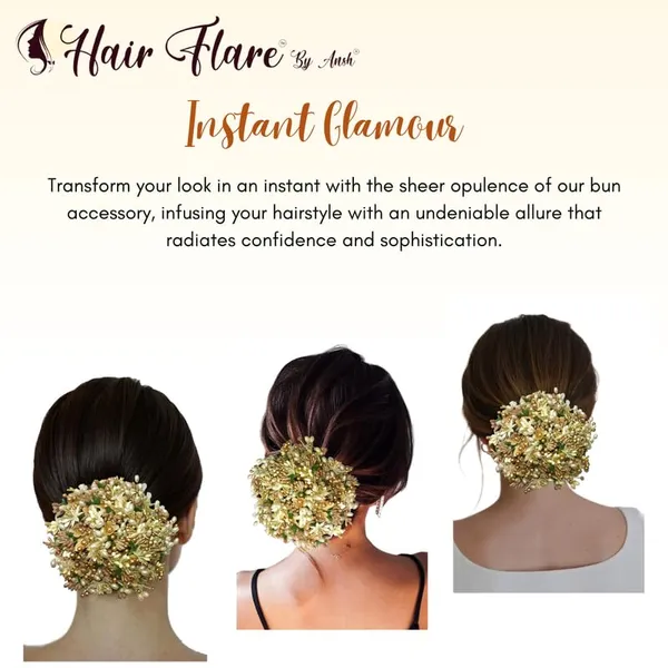 Green_Artificial_Flowers,_Beads_And_Pollen_Gilded_Floral_Hair_Juda_Bun
