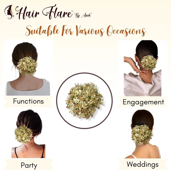 Green_Artificial_Flowers,_Beads_And_Pollen_Gilded_Floral_Hair_Juda_Bun