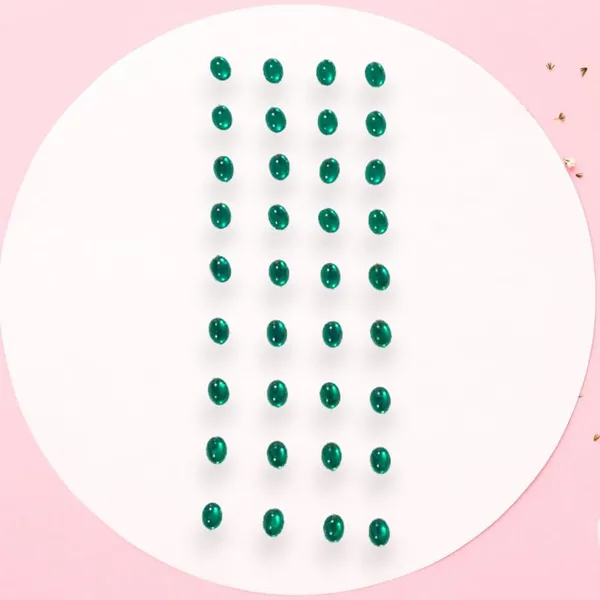 Dark_Green_Glamorous_Oval_Shiny_Adhesive_Hair_Stickers_(36_Pieces)_(16_X_14_X_10_Cm)