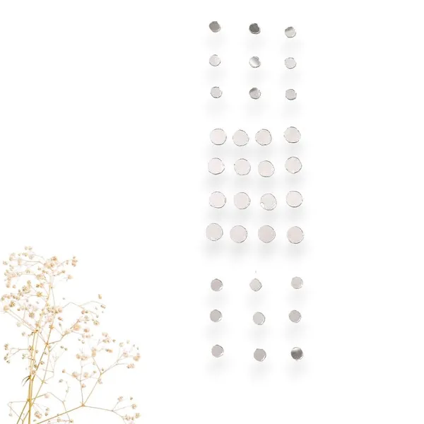 Silver_Glamorous_Round_Mirror_Stick_On_No_Clip_Hair_Stickers_(18_(6Mm)_&_12_(8Mm)_Sticker)