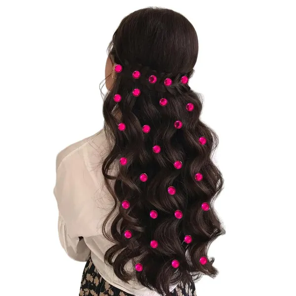 Dark_Pink_Chic_Round_No_Pin_Hair_Stickers_(36_Pieces)_(16_X_14_X_10_Cm)