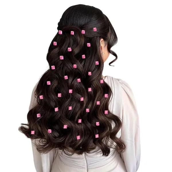 Baby_Pink_Square_Shaped_No_Pins_Hair_Stickers_(36_Pieces)_(16_X_14_X_10_Cm)