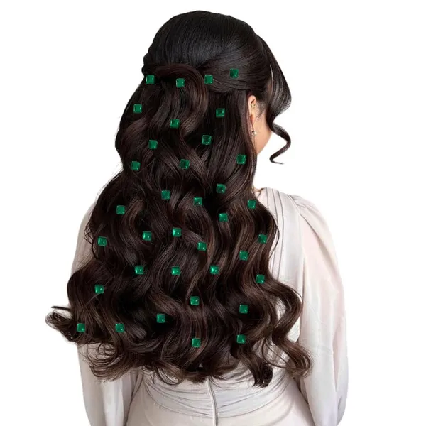 Dark_Green_Square_Shaped_No_Pins_Hair_Stickers_(36_Pieces)_(16_X_14_X_10_Cm)