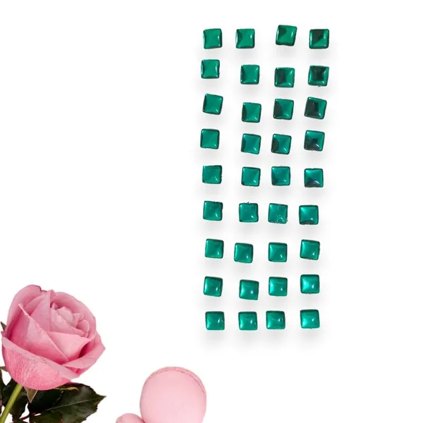 Dark_Green_Square_Shaped_No_Pins_Hair_Stickers_(36_Pieces)_(16_X_14_X_10_Cm)