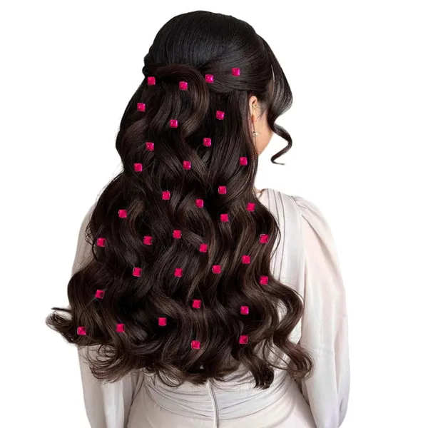 Dark_Pink_Square_Shaped_No_Pins_Hair_Stickers_(36_Pieces)_(16_X_14_X_10_Cm)