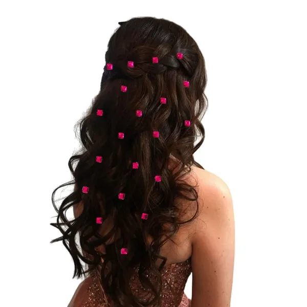 Dark_Pink_Square_Shaped_No_Pins_Hair_Stickers_(36_Pieces)_(16_X_14_X_10_Cm)