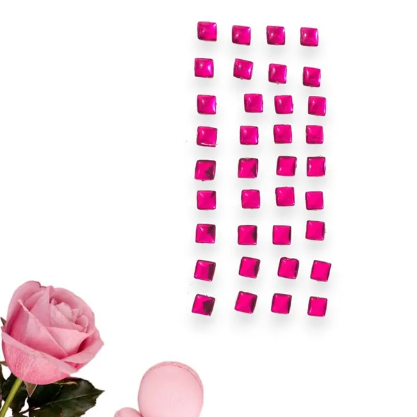 Dark_Pink_Square_Shaped_No_Pins_Hair_Stickers_(36_Pieces)_(16_X_14_X_10_Cm)