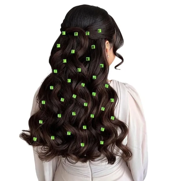 Light_Green_Square_Shaped_No_Pins_Hair_Stickers_(36_Pieces)_(16_X_14_X_10_Cm)