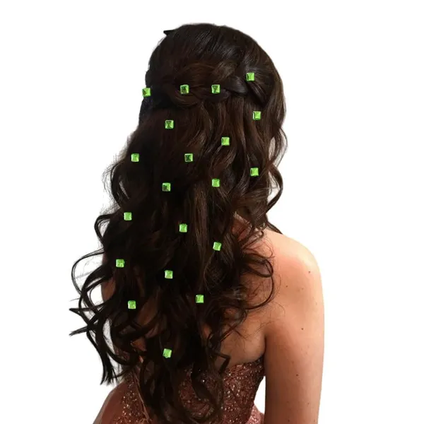 Light_Green_Square_Shaped_No_Pins_Hair_Stickers_(36_Pieces)_(16_X_14_X_10_Cm)