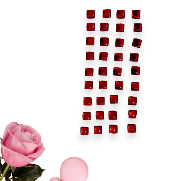 Maroon_Square_Shaped_No_Pins_Hair_Stickers_(36_Pieces)_(16_X_14_X_10_Cm)