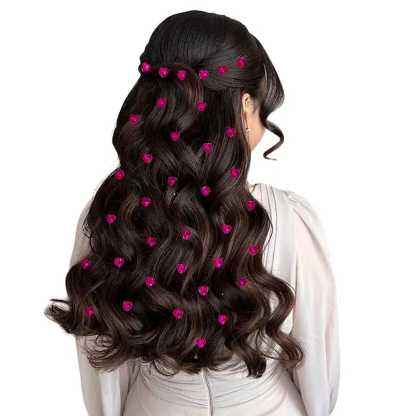 Dark_Pink_Heart_Shaped_Hair_Stickers_Without_Pins_Or_Clips_(36_Pieces)_(8_Mm)
