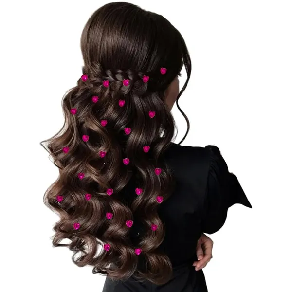 Dark_Pink_Heart_Shaped_Hair_Stickers_Without_Pins_Or_Clips_(36_Pieces)_(8_Mm)