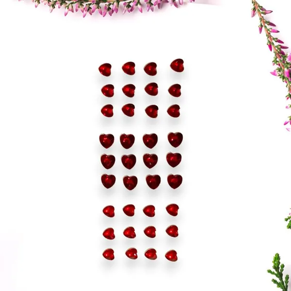 Maroon_Heart_Shaped_Hair_Sticker_(24_Pcs_8Mm,_12_Pcs_10Mm)