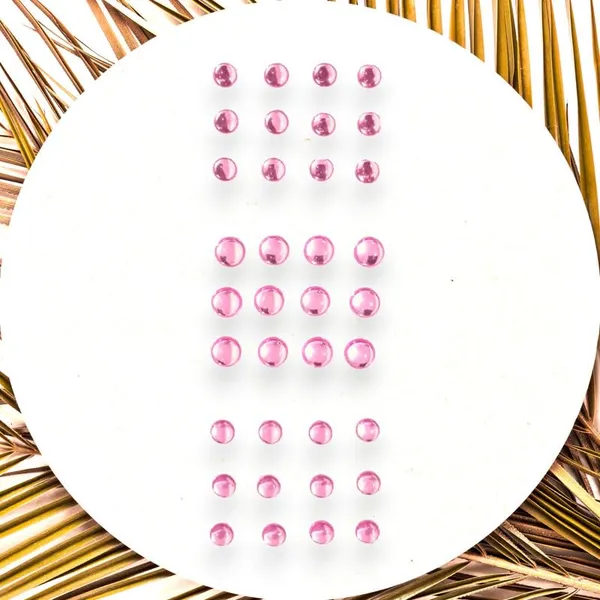 Baby_Pink_Round_Shaped_Stick_On_Hair_Stickers_(24_Pcs_8Mm_&_12_Pcs_10Mm)