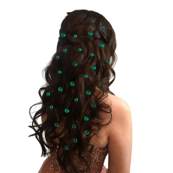 Dark_Green_Round_Shaped_Stick_On_Hair_Stickers_(24_Pcs_8Mm_&_12_Pcs_10Mm)