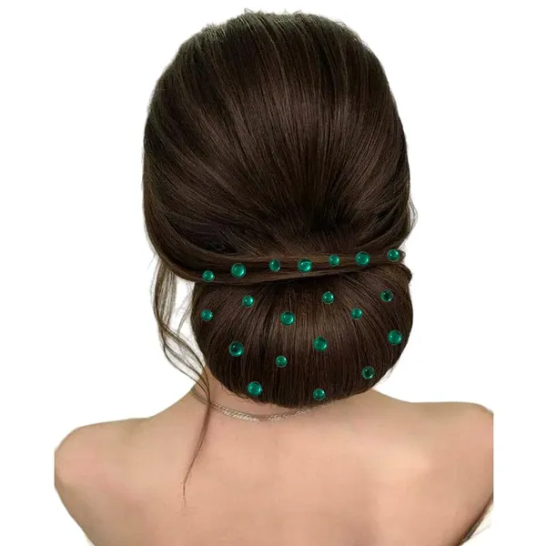 Dark_Green_Round_Shaped_Stick_On_Hair_Stickers_(24_Pcs_8Mm_&_12_Pcs_10Mm)